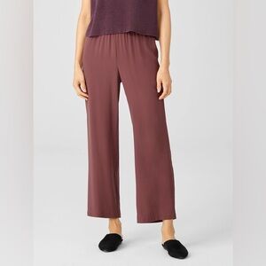 NWT Eileen Fisher Silk Georgette Crepe Pant Easy Fit, Ankle Length Sz L